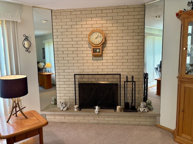5600 Saint Charles Rd, Berkeley, IL 60163 - detailed view of carpet flooring and a brick fireplace