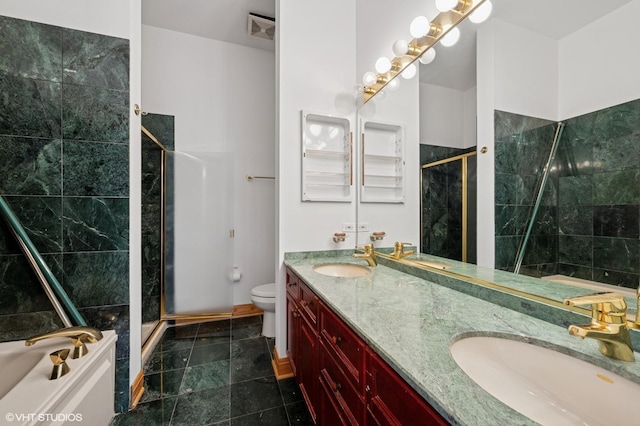 456 E N Water St Unit H, Chicago, IL 60611 - bathroom with a shower stall, double vanity, toilet, and a tub