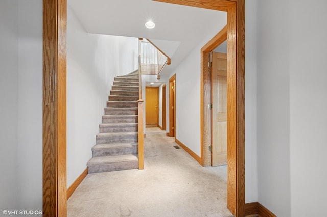 456 E N Water St Unit H, Chicago, IL 60611 - stairway with baseboards, carpet floors, and recessed lighting