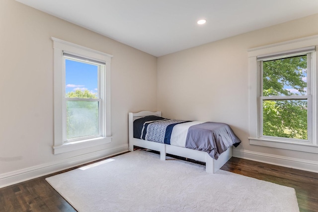 4731 E 10th Rd, Earlville, IL 60518 - bedroom with dark wood-type flooring, baseboards, and recessed lighting