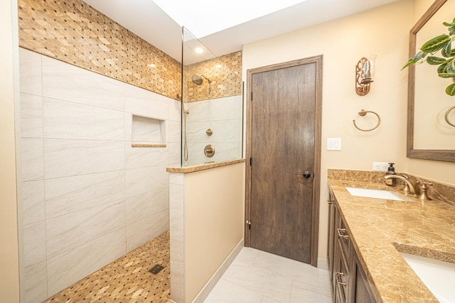 25037 W Liberty Dr, Channahon, IL 60410 - bathroom with a walk in shower, double vanity, and recessed lighting