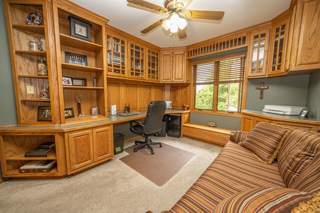 25037 W Liberty Dr, Channahon, IL 60410 - carpeted office space with built in study area and a ceiling fan