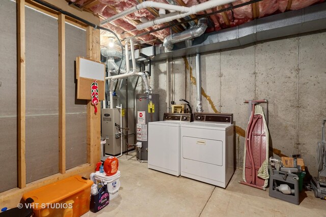 6109 Golfview Dr Unit 6109, Gurnee, IL 60031 - unfinished basement featuring washer and clothes dryer and gas water heater