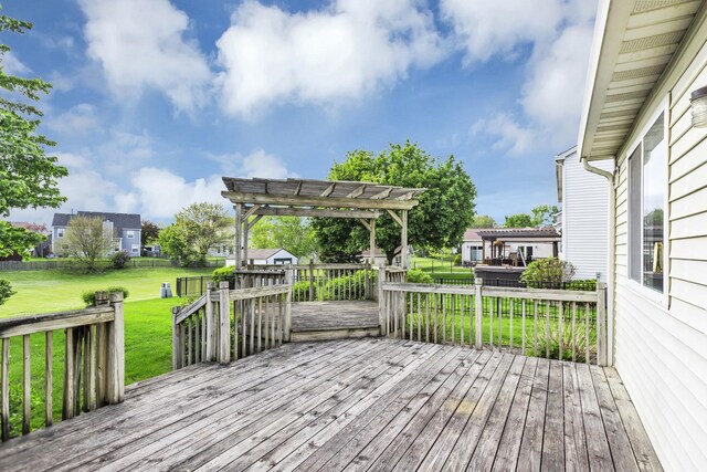 wooden terrace featuring a pergola