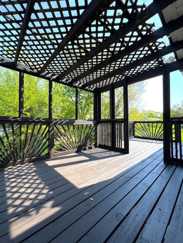 wooden terrace with a pergola