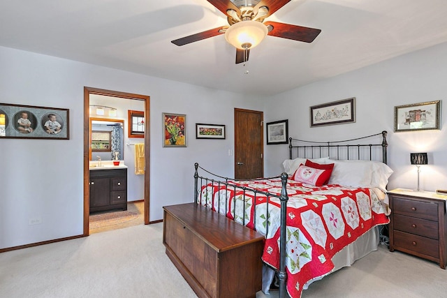 3101 Saint James St, Rolling Meadows, IL 60008 - bedroom featuring light carpet, a sink, baseboards, and ensuite bath
