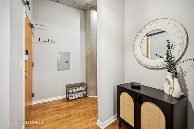 700 N Larrabee St Unit 905, Chicago, IL 60654 - corridor featuring light wood-style floors, baseboards, and electric panel