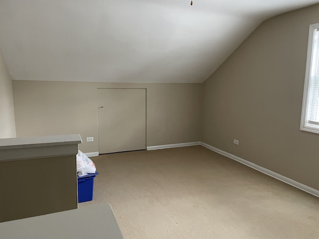 768 S Spring Rd, Elmhurst, IL 60126 - additional living space featuring vaulted ceiling, light colored carpet, and baseboards