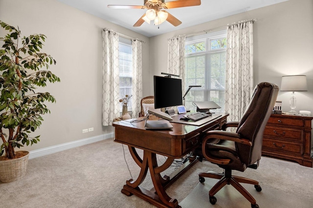 1021 Fire Fox Ct, Saint Charles, IL 60174 - office with carpet flooring, plenty of natural light, and a ceiling fan