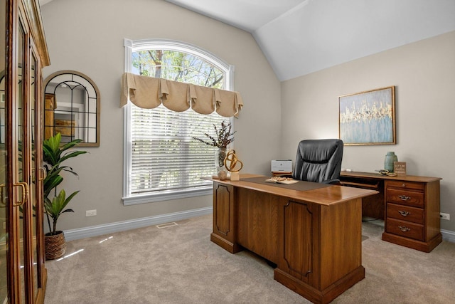1021 Fire Fox Ct, Saint Charles, IL 60174 - office space with vaulted ceiling, light colored carpet, and baseboards