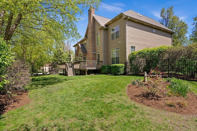 1021 Fire Fox Ct, Saint Charles, IL 60174 - view of home's exterior with a chimney and a wooden deck
