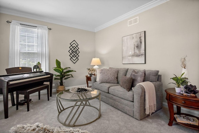 1021 Fire Fox Ct, Saint Charles, IL 60174 - carpeted living room with crown molding and baseboards
