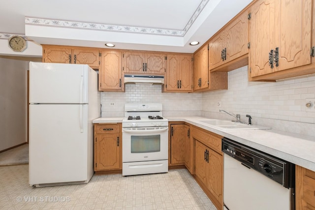 15309 S 73rd Ave Unit 15309, Orland Park, IL 60462 - kitchen with white appliances, under cabinet range hood, a sink, and light flooring