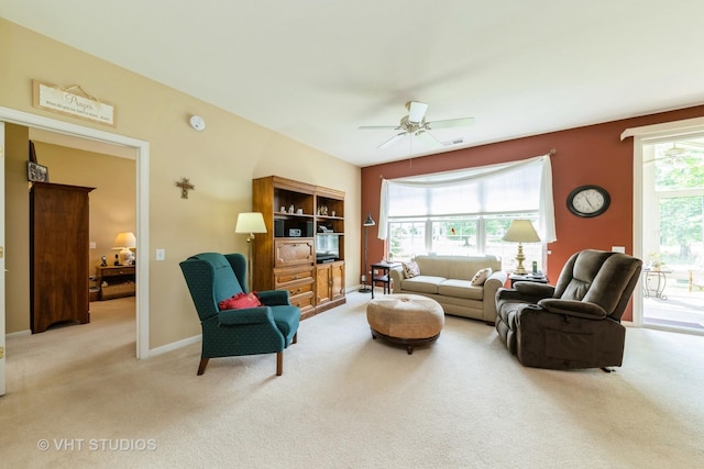2507 Rolling Rdg, Elgin, IL 60124 - carpeted living room featuring a ceiling fan and baseboards