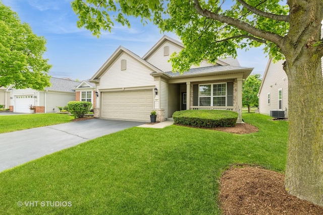 2507 Rolling Rdg, Elgin, IL 60124 - traditional-style home featuring an attached garage, a front yard, driveway, and central AC