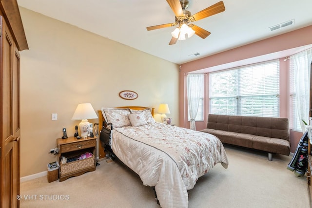 2507 Rolling Rdg, Elgin, IL 60124 - bedroom featuring light colored carpet, multiple windows, baseboards, and ceiling fan