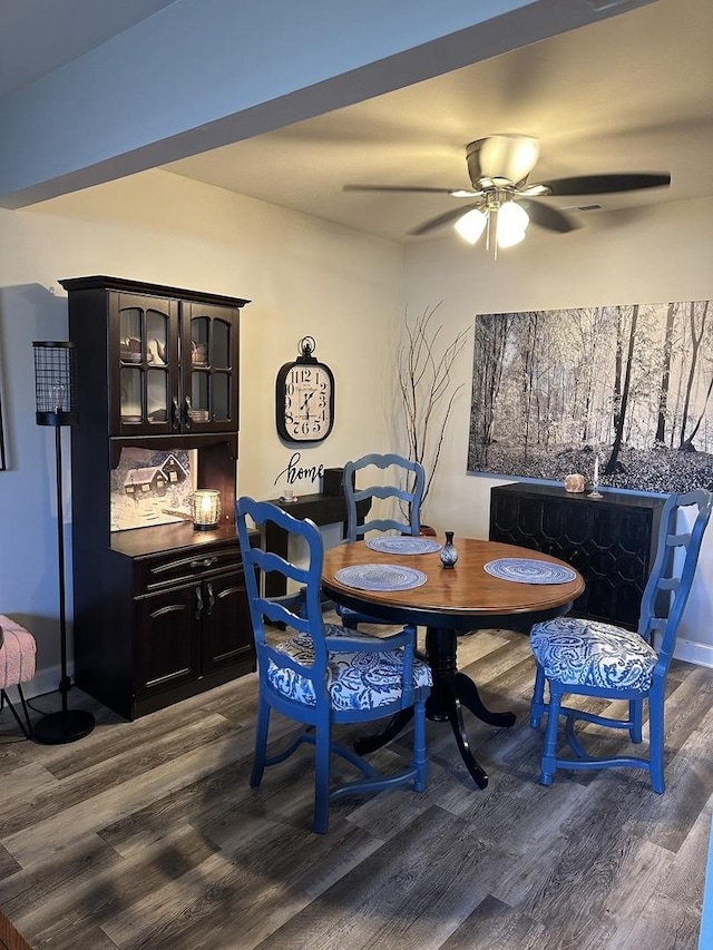 1381 N Glen Cir Unit D, Aurora, IL 60506 - dining room featuring dark wood-style flooring and a ceiling fan