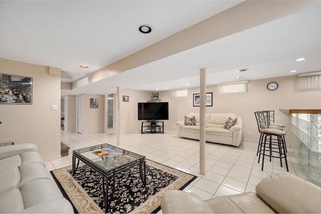 4522 N Reserve Ave, Chicago, IL 60656 - living room with light tile patterned floors, recessed lighting, and healthy amount of natural light