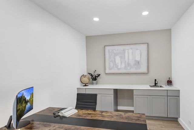 3174 Larrabee Dr, Geneva, IL 60134 - office space featuring a sink, light wood-type flooring, and recessed lighting