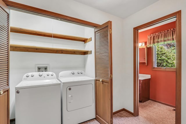 10762 W Talmadge Ave, Beach Park, IL 60099 - clothes washing area featuring independent washer and dryer, light carpet, and baseboards