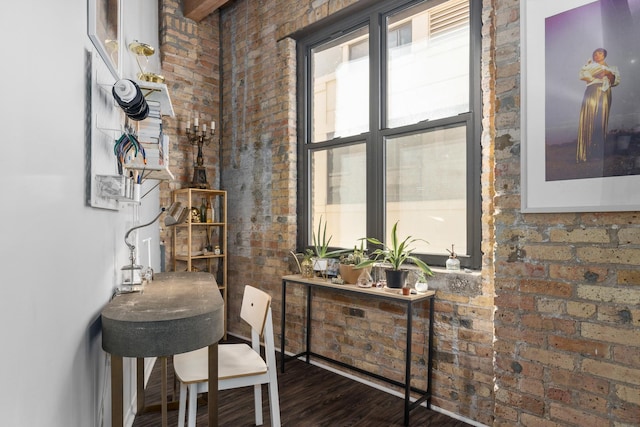 225 W Huron St Unit 402, Chicago, IL 60654 - hall with brick wall and wood finished floors