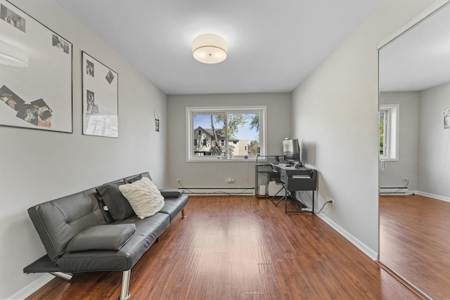 310 Lathrop Ave Unit 202-204, Forest Park, IL 60130 - sitting room featuring wood finished floors, a baseboard heating unit, and baseboards