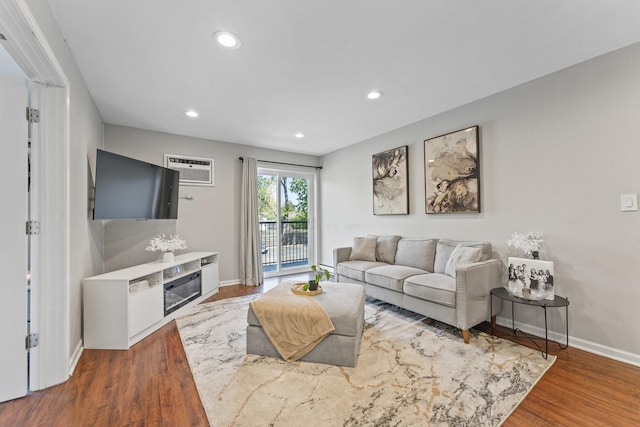 310 Lathrop Ave Unit 202-204, Forest Park, IL 60130 - living area with baseboards, recessed lighting, wood finished floors, and a wall unit AC