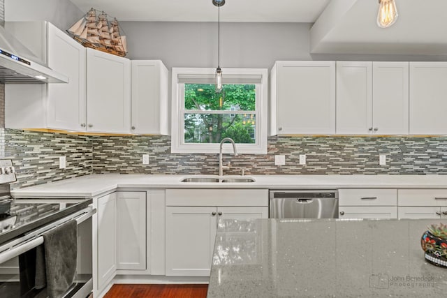 28271 W Stewart Ave, Spring Grove, IL 60081 - kitchen featuring stainless steel appliances, a sink, wall chimney range hood, and tasteful backsplash