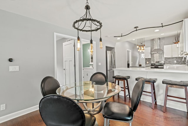 28271 W Stewart Ave, Spring Grove, IL 60081 - dining area with recessed lighting, baseboards, and dark wood-style floors