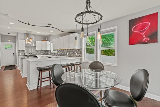 28271 W Stewart Ave, Spring Grove, IL 60081 - dining room with dark wood-type flooring, baseboards, and recessed lighting