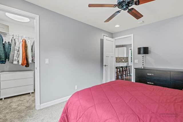 28271 W Stewart Ave, Spring Grove, IL 60081 - bedroom featuring carpet flooring, baseboards, a spacious closet, ceiling fan, and recessed lighting