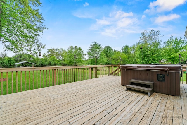 28271 W Stewart Ave, Spring Grove, IL 60081 - wooden terrace featuring a hot tub and view of scattered trees