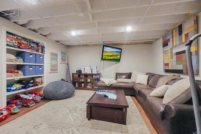 living room with wood finished floors