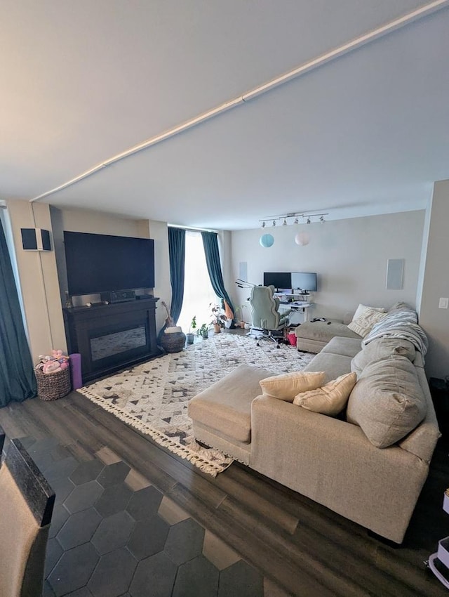 465 W Dominion Dr Unit 1304, Wood Dale, IL 60191 - living room featuring wood finished floors and track lighting