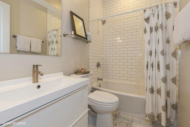2151 W Cortez St, Chicago, IL 60622 - bathroom with shower / bath combination with curtain, toilet, vanity, and marble look tiles