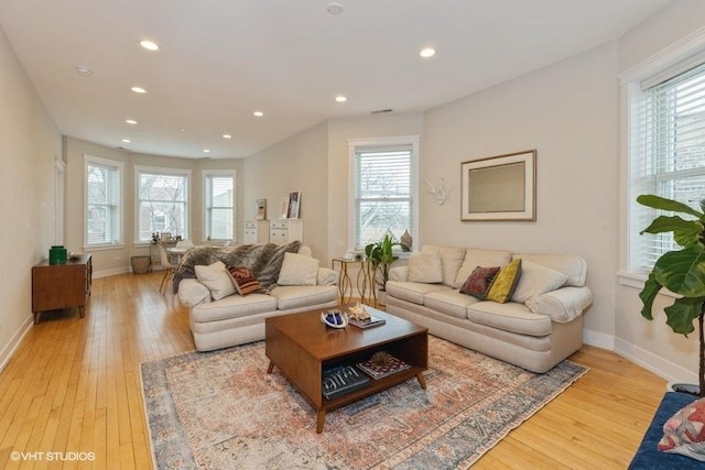 2151 W Cortez St, Chicago, IL 60622 - living room with light wood-style flooring, recessed lighting, and baseboards