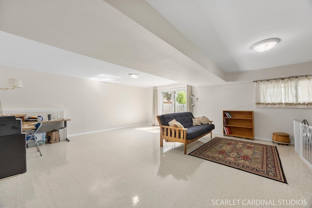 living area with baseboards