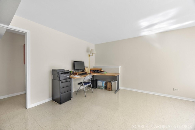 home office with baseboards