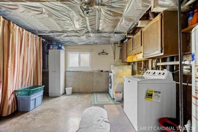 below grade area featuring washer and dryer