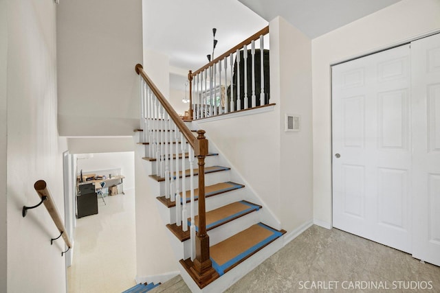 stairway with baseboards