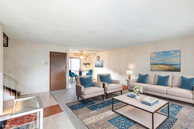 18111 Orleans Dr, Hazel Crest, IL 60429 - living room with a ceiling fan and tile patterned flooring