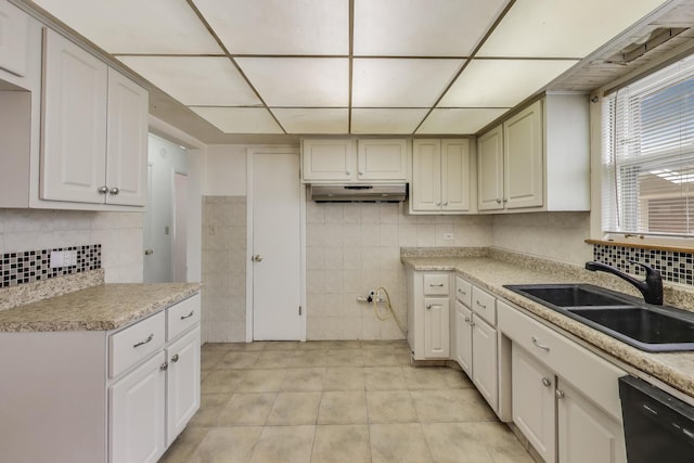 1021 S Blvd, Evanston, IL 60202 - kitchen featuring dishwasher, light tile patterned floors, tile walls, light countertops, and backsplash