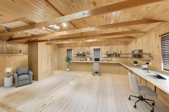 1021 S Blvd, Evanston, IL 60202 - office with built in desk, wood walls, hardwood / wood-style flooring, and wood ceiling