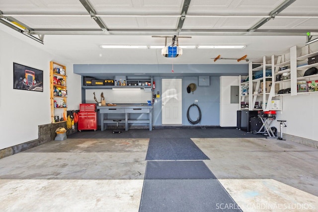 4404 Monroe Ct, Naperville, IL 60564 - garage with a garage door opener, baseboards, and electric panel