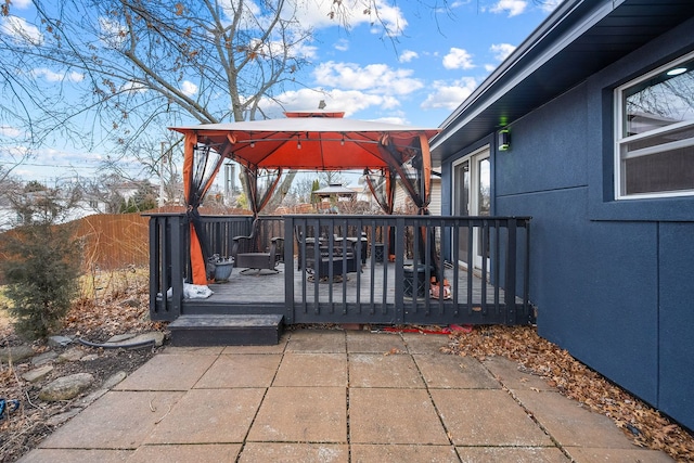 8909 S 85th Ct, Hickory Hills, IL 60457 - view of patio with a gazebo, a deck, and fence