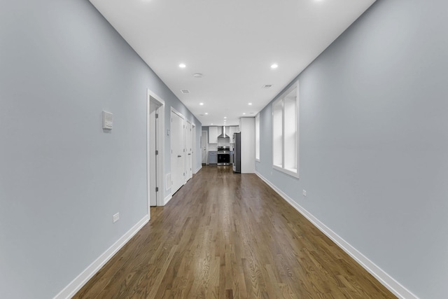 1315 S Kolin Ave, Chicago, IL 60623 - hall with recessed lighting, baseboards, and dark wood-style flooring