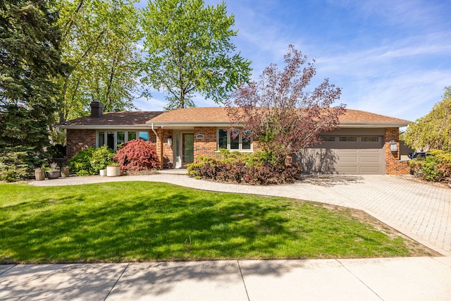 15322 Woodmar Dr, Orland Park, IL 60462 - ranch-style house featuring a chimney, a garage, and brick siding
