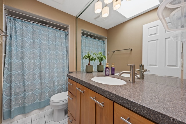 15322 Woodmar Dr, Orland Park, IL 60462 - bathroom with toilet, vanity, tile patterned flooring, and a shower with curtain