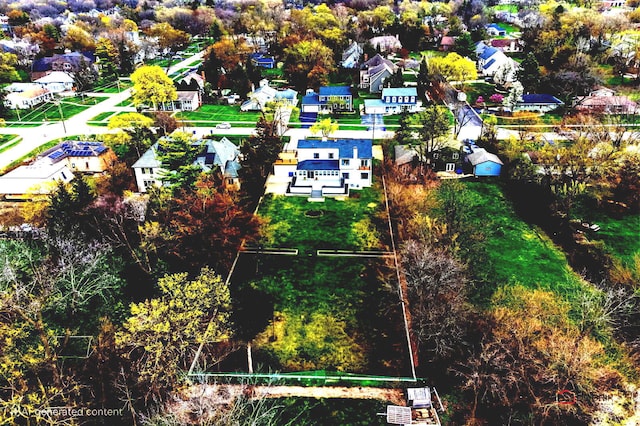 aerial perspective of suburban area featuring property parcel outlined