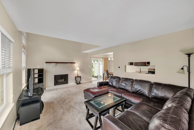 8530 Westberry Ln, Tinley Park, IL 60487 - living area with carpet flooring and a brick fireplace